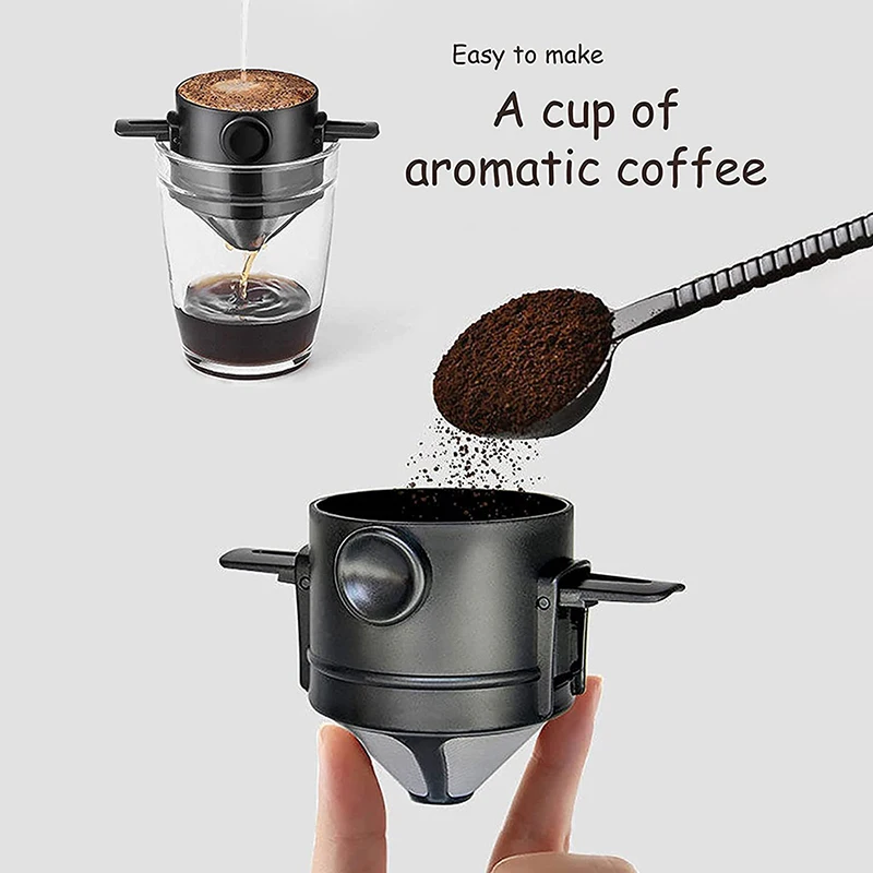 

Reusable Coffee Filter Portable Drip Coffee Tea Holder Funnel Baskets Foldable Pour Over Coffee Dripper Stainless Steel Tool