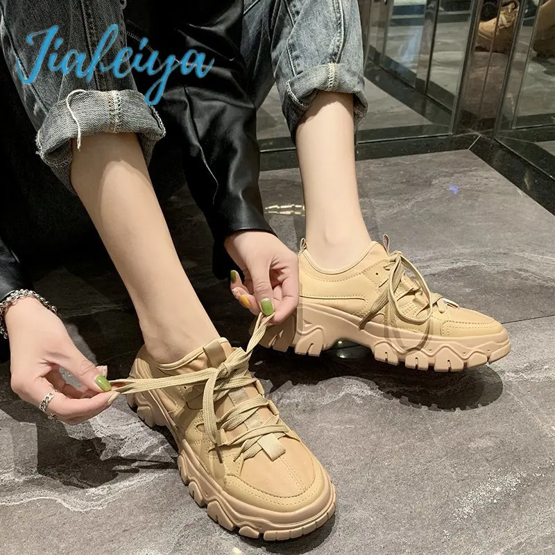 

Новинка 2021, женские парусиновые туфли, модная универсальная обувь на толстой подошве, увеличивающая рост, нескользящая, износостойкая удоб...