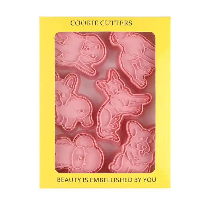 

6Pcs Biscuit Mold Set Baking Tools Plastic Cat Dog Cookie Cutters Cakes Cookie Decorating Tools Bakeware