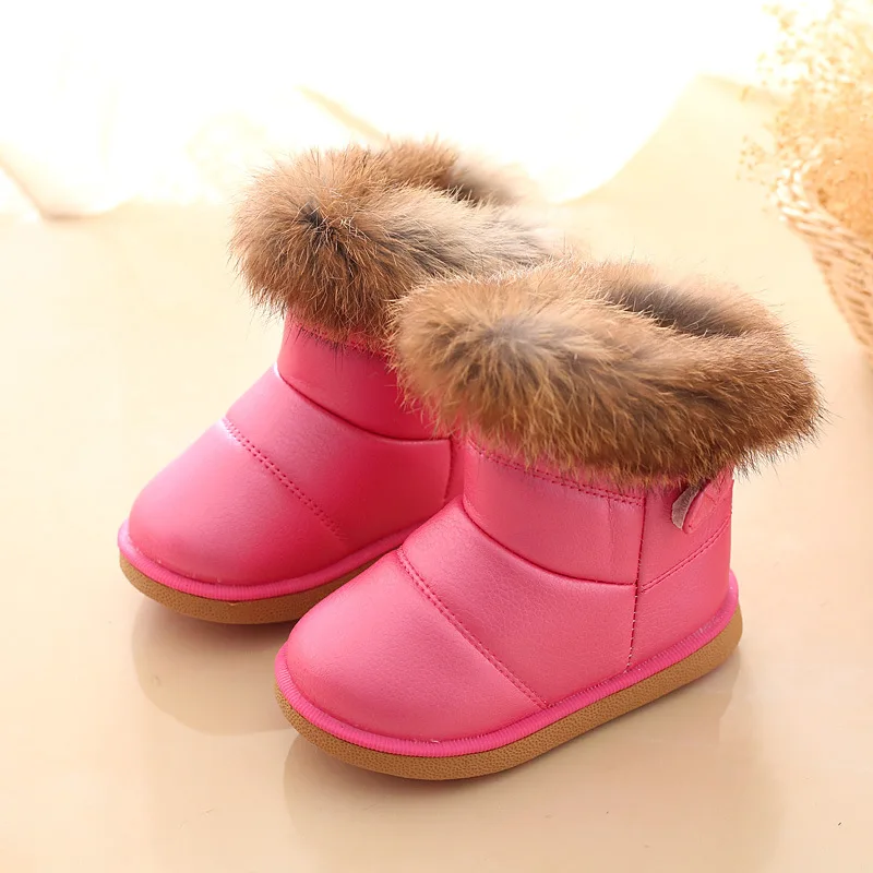

2021 Winter Children's Shoes Women's Boots Soft Soled Children's Rabbit Hair Thickened Children's Snow Boots