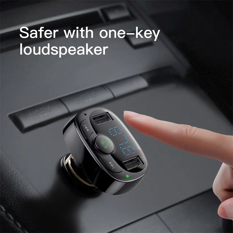Baseus FM передатчик модулятор 3.4A двойной USB Автомобильное зарядное устройство Bluetooth