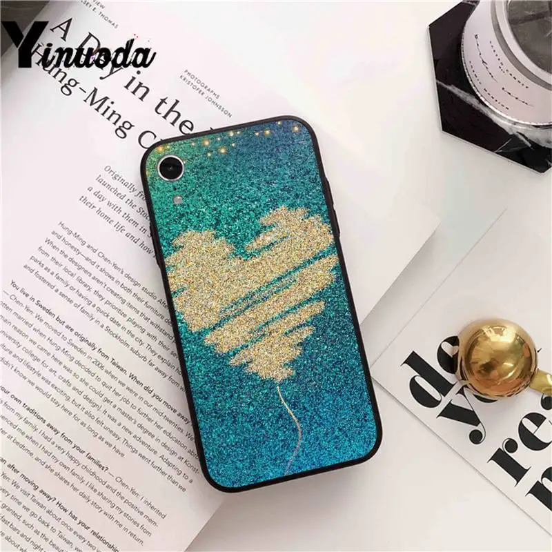

Yinuoda Sequins heart shape Phone Case cover For iPhone X 8 7 6 6S Plus XS MAX 5 5S SE XR 11 12 Pro Promax coque