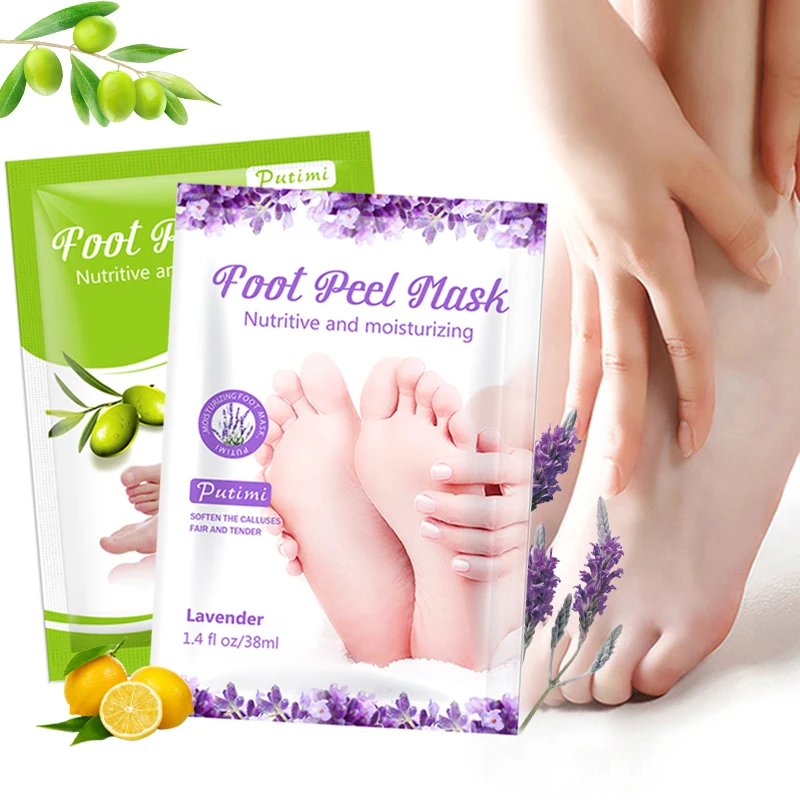 

PUTIMI 30Pair Exfoliating Foot Mask Lavender/Lemon Feet Mask Moisturizing Anti Crack Heel Dead Skin Peel Mask Pedicure Socks
