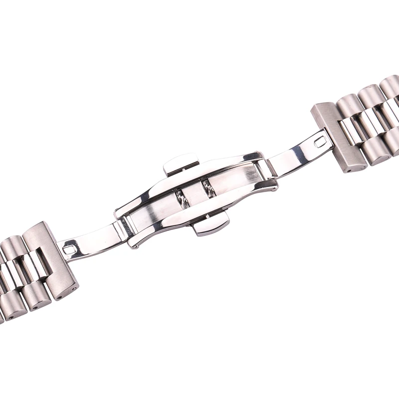 Stainless Steel Watchbands Bracelet Women Men Silver Solid Metal Watch Strap 16mm 18mm 20mm 21mm 22mm Accessories