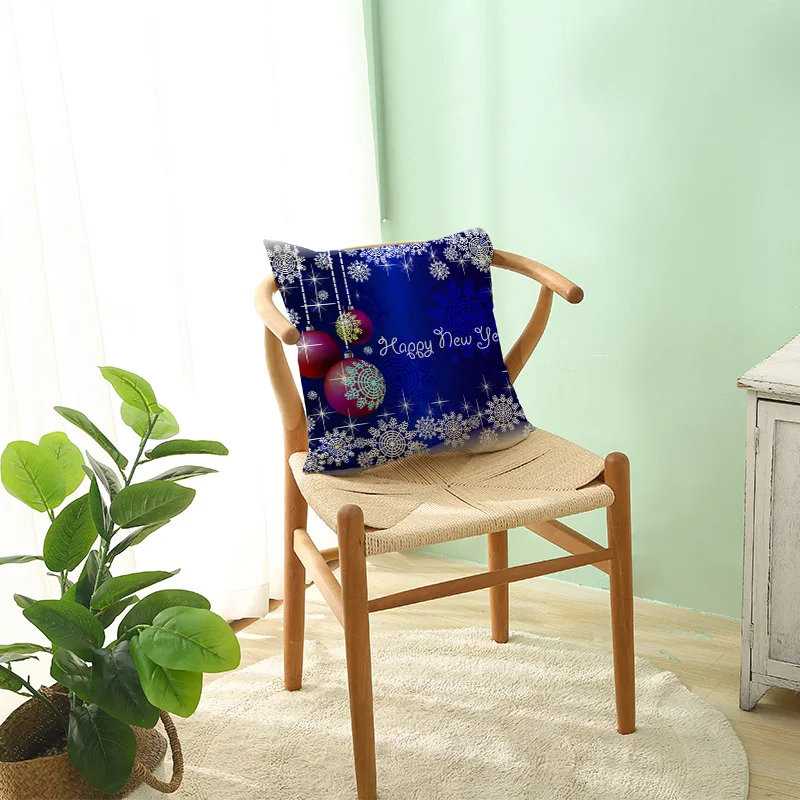 

Blue Christmas Deer Pillow Dream Snow Elk Pattern Quilt Cover Pillowcase Home Chair Hotel Bed Decoration Pillowcase 45x45cm
