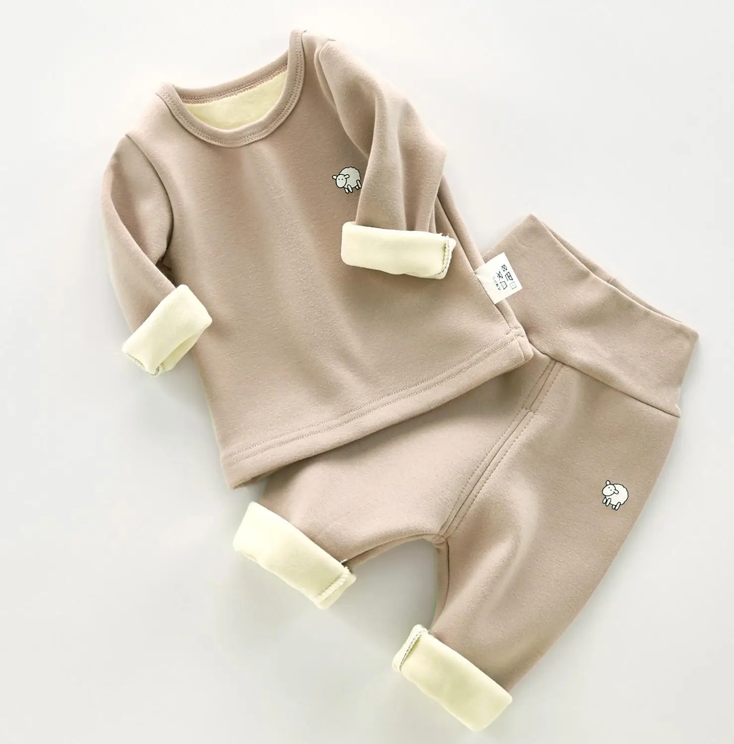 2 шт./компл. детская одежда Однотонная футболка с длинным рукавом и брюки для