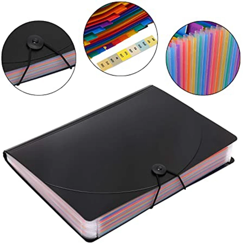 

24 Compartments Document Folder, Sorting Folder with Lid, Expandable File Folder, Document Organizer for Filing