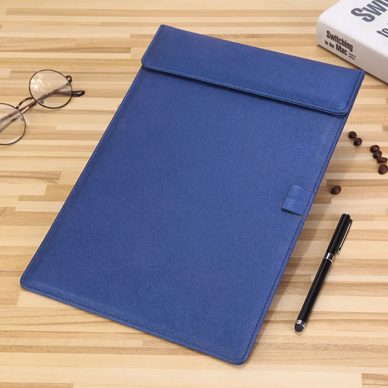 Blue А4 бумага pu кожаная папка для менеджера, папка для медсестер, папка для контракта, студенческий блокнот для письма, школьные офисные канцелярские принадлежности - Цвет: Blue