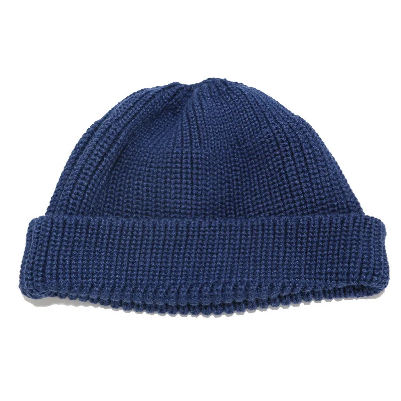 dark blue Надежные часы кепка хип хоп Skullies шляпа мужская вязаная короткая шапочки Череп Кепка бежевый хаки черный желтый - Цвет: dark blue