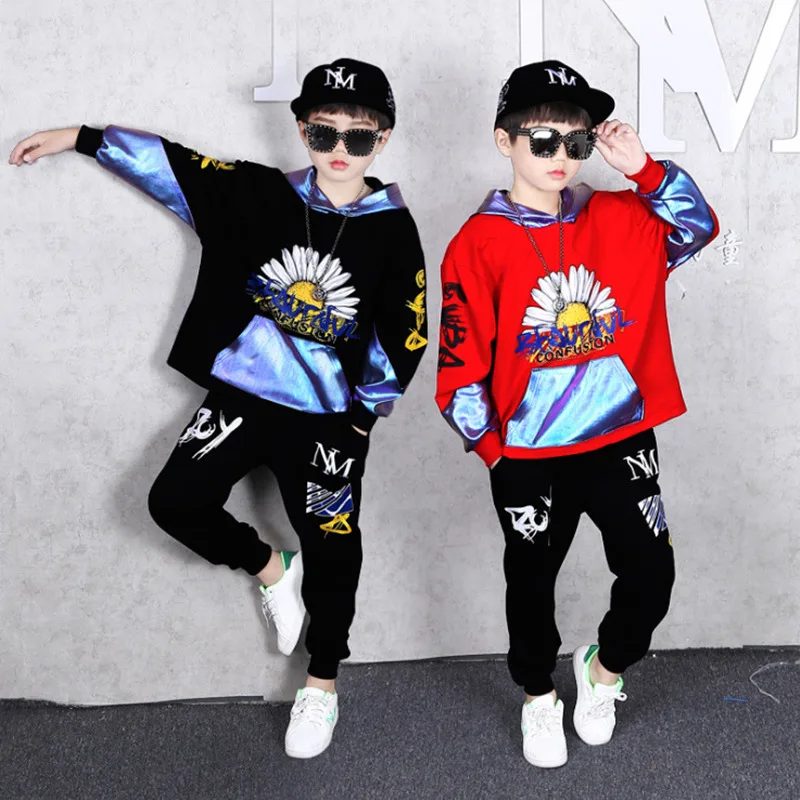 

Детская одежда для подростков, костюм для маленьких мальчиков, спортивный костюм с подсолнухами, топы, штаны, 2 предмета, весенне-осенний ком...