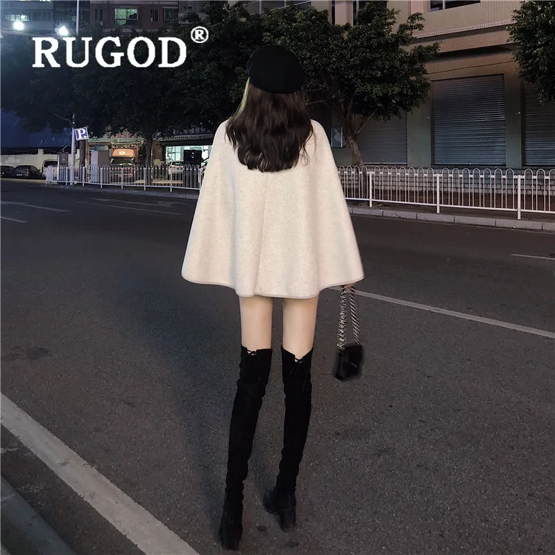 Женское шерстяное пальто RUGOD однотонное Свободное с отложным воротником