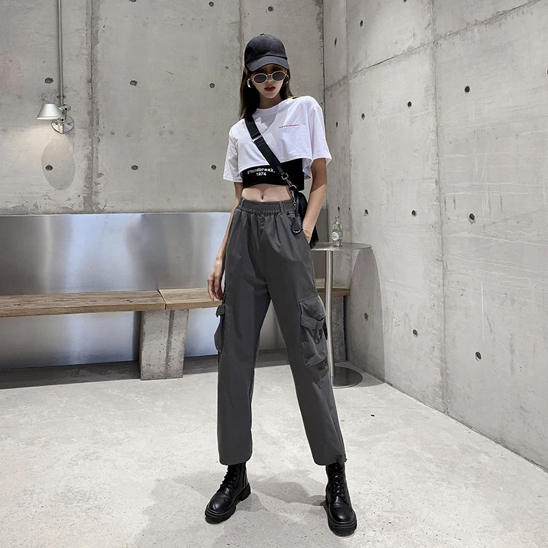 

Women Tracksuit 2 Piece Set Hip Hop Crop Top Pants Fashion Female Casual Sports Harajuku Style Two-piece Suit Women Tops