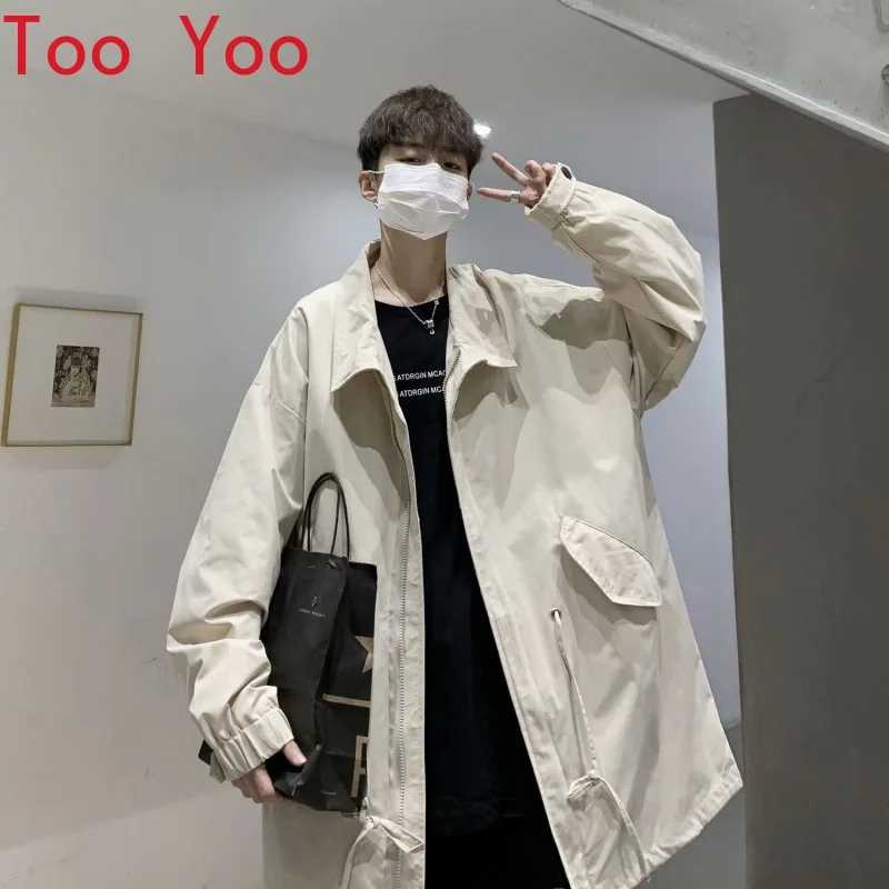 

Chunqiu long windbreaker man trend Korean edition loose and handsome overcoat joker leisure coat punk coat coats for men