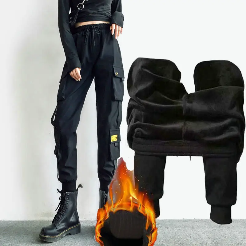 

Зима 2021 Новый размера плюс, женские штаны толстые штаны теплые свободные шаровары черный Женский Повседневный флисовый комплект одежды в у...