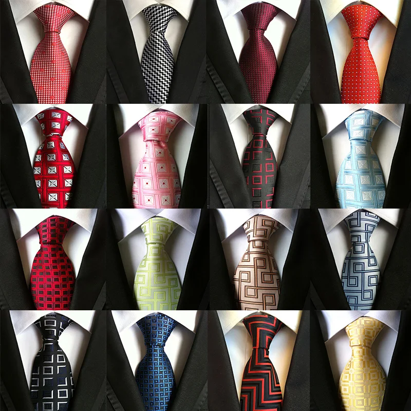 

Галстук 8 см, высококачественный шелковый галстук для мужчин, галстук в клетку и в полоску с геометрическим рисунком, мужской галстук, Модны...