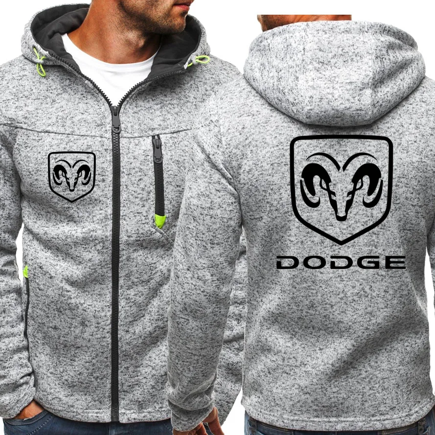 

New Men Jacket for Dodge Logo Print Casual HipHop Harajuku color Hooded Fleece Sweatshirts zipper Hoodies Man Clothing