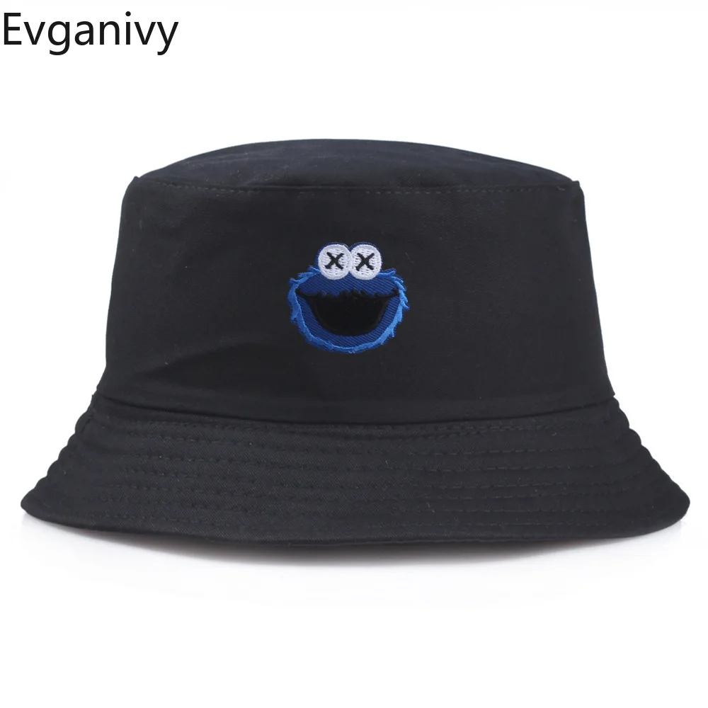 

Sesame Street Pattern Double-sided Cotton Men Bucket Hat Casual Wild Women Basin Hat Fisherman Hats Outdoor Shade Accessories