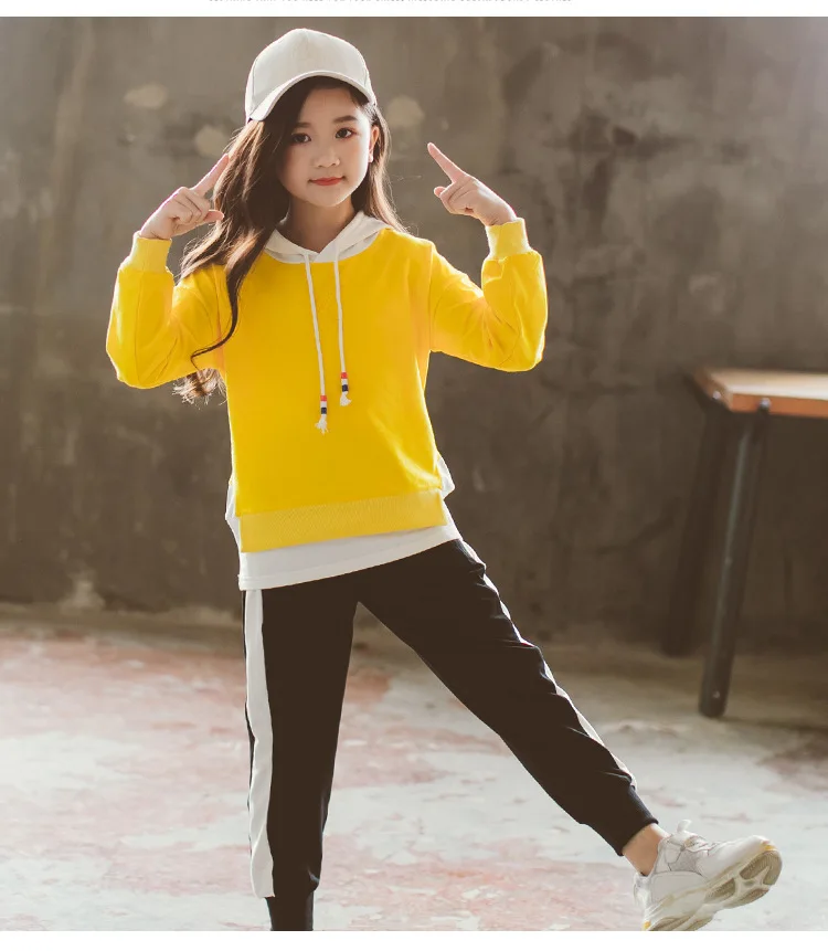 

Plus Velvet Spring Autumn Children Clothes Baby Girls Sweatshirts+ Pants Kids Teenagers Tracksuit Sport Suits Outwear New