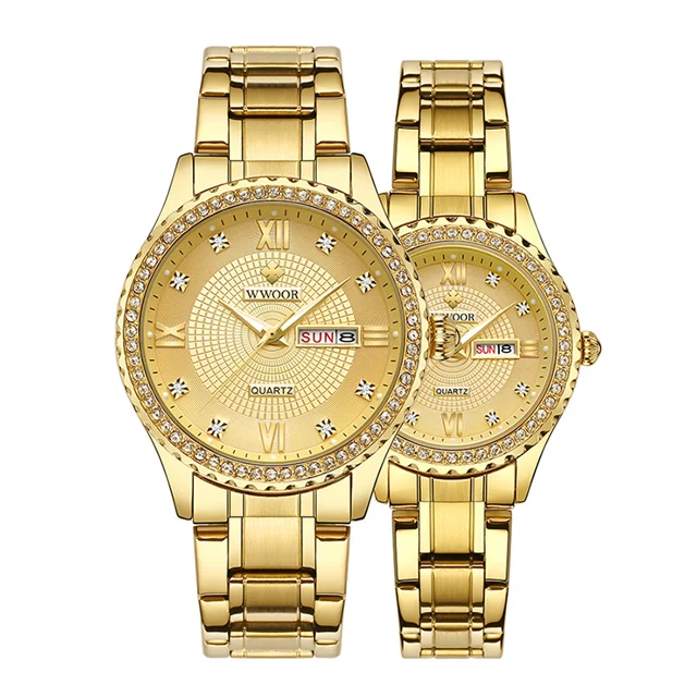 gold gold Парные часы мужские s часы лучший бренд класса люкс кварцевые часы женские часы женская одежда наручные часы мужские модные часы для влюбленных - Цвет: gold gold