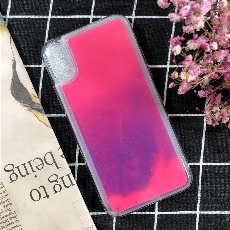 02 Светящийся неоновый песочный светящийся Жидкий чехол для телефона iPhone 11 Pro MAX 7 6 8 Plus XS MAX XR чехол жидкий динамический песок - Цвет: 02