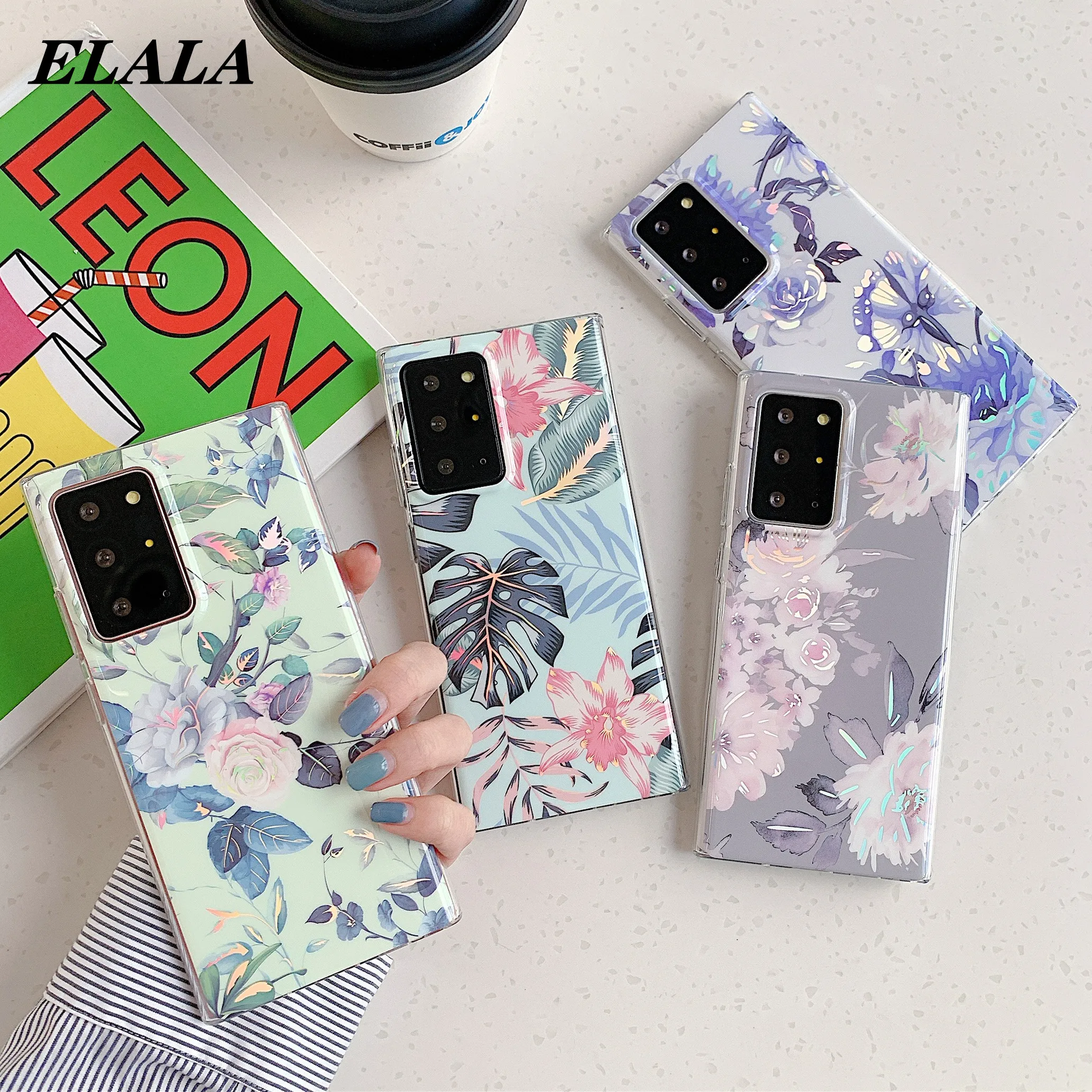 

Laser Flowers Leaf Phone Case for Galaxy S21 S20 FE Note 20 Ultra S10e S9 Plus A42 A51 A71 5G A50 Cover Golssy Soft IMD Funda
