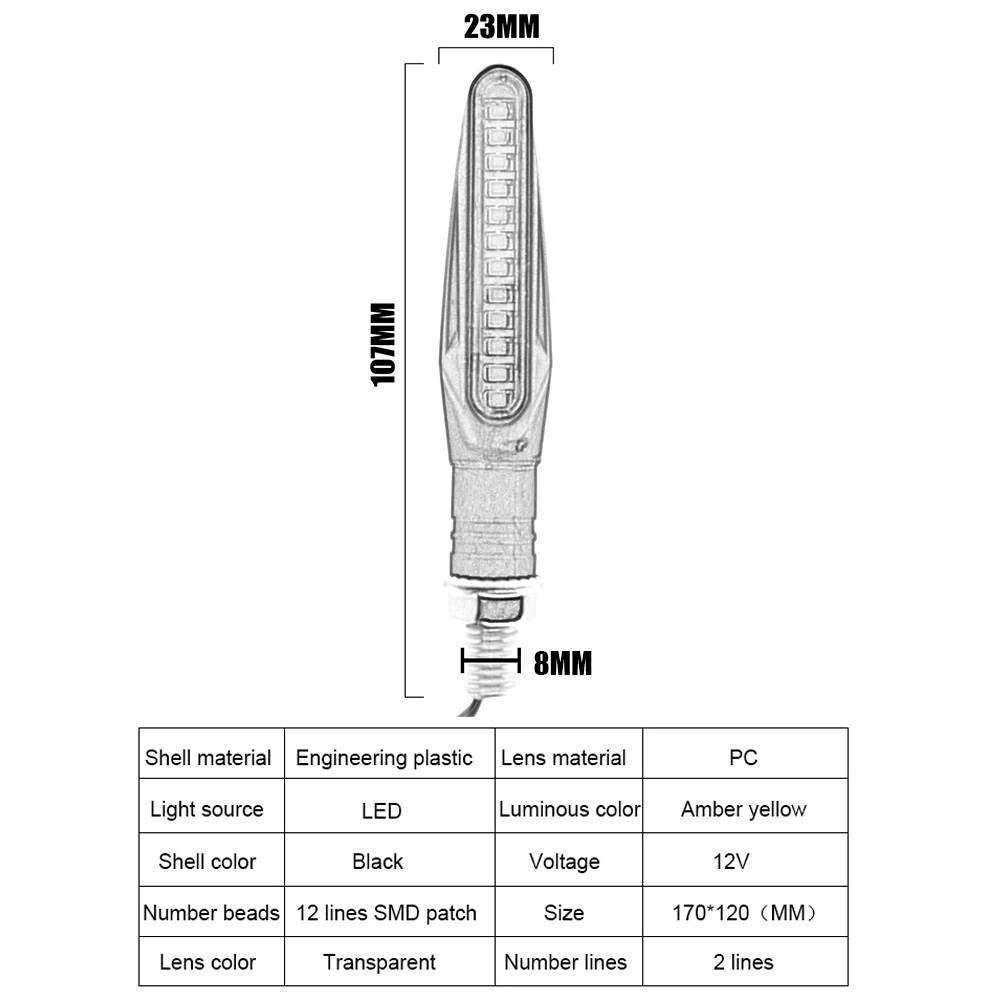 2 шт. светодиодный светильник поворотников для мотоцикла 12 лампочек В