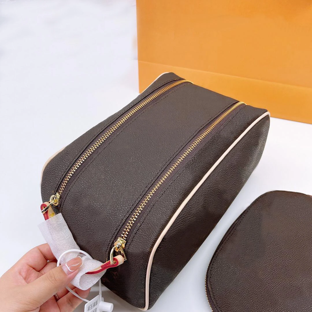 

Women Luxury Purses Cosmetic Bags Famous 2 Pcs Makeup Pouch Travel Shell Toiletry Bag Ladies Clutch Wallets Printed Flowers