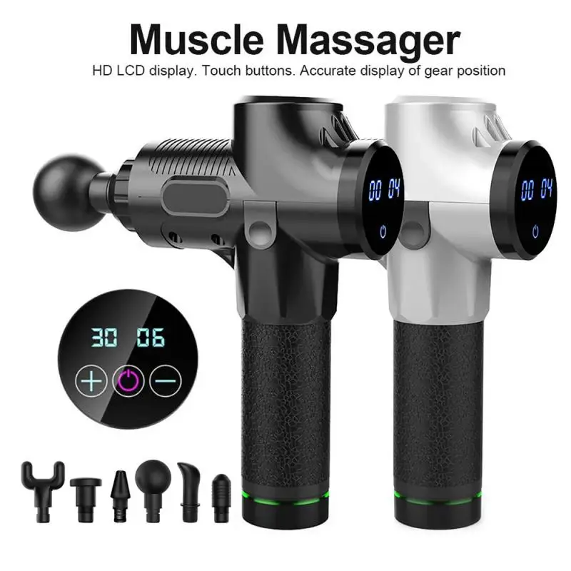 

2020 Percussion Massage Gun 30 Speeds Vibration Muscle Body Therapy Massager Pain Relief Body Muscle Relax Shaping 6 Heads