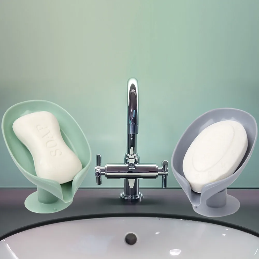 

Leaf Shaped Soap Holder Shower Soap Shelf Bath Soap Box Vertical Suction Cup Laundry Soap Dish Storage Tray Bathroom Supplies