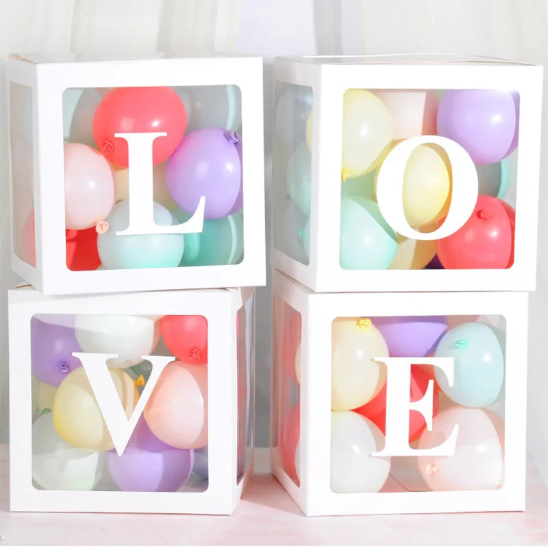 

Letter transparent box for holding balloons Baby shower balloon box Engagement bachelor party birthday decorations
