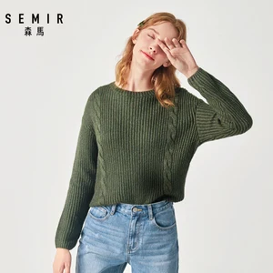 Женский свитер SEMIR, вязаный пуловер с круглым вырезом и длинным рукавом, свободный свитер с круглым вырезом, зима 2019