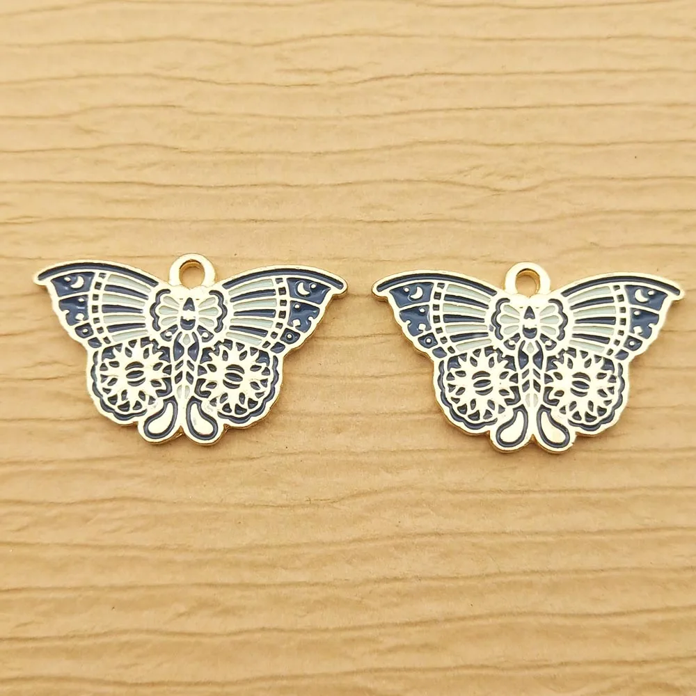 

10pcs 17x28mm Enamel Butterfly Charm for Jewelry Making Earring Pendant Bracelet Necklace Accessories Diy Finding Craft Supplies
