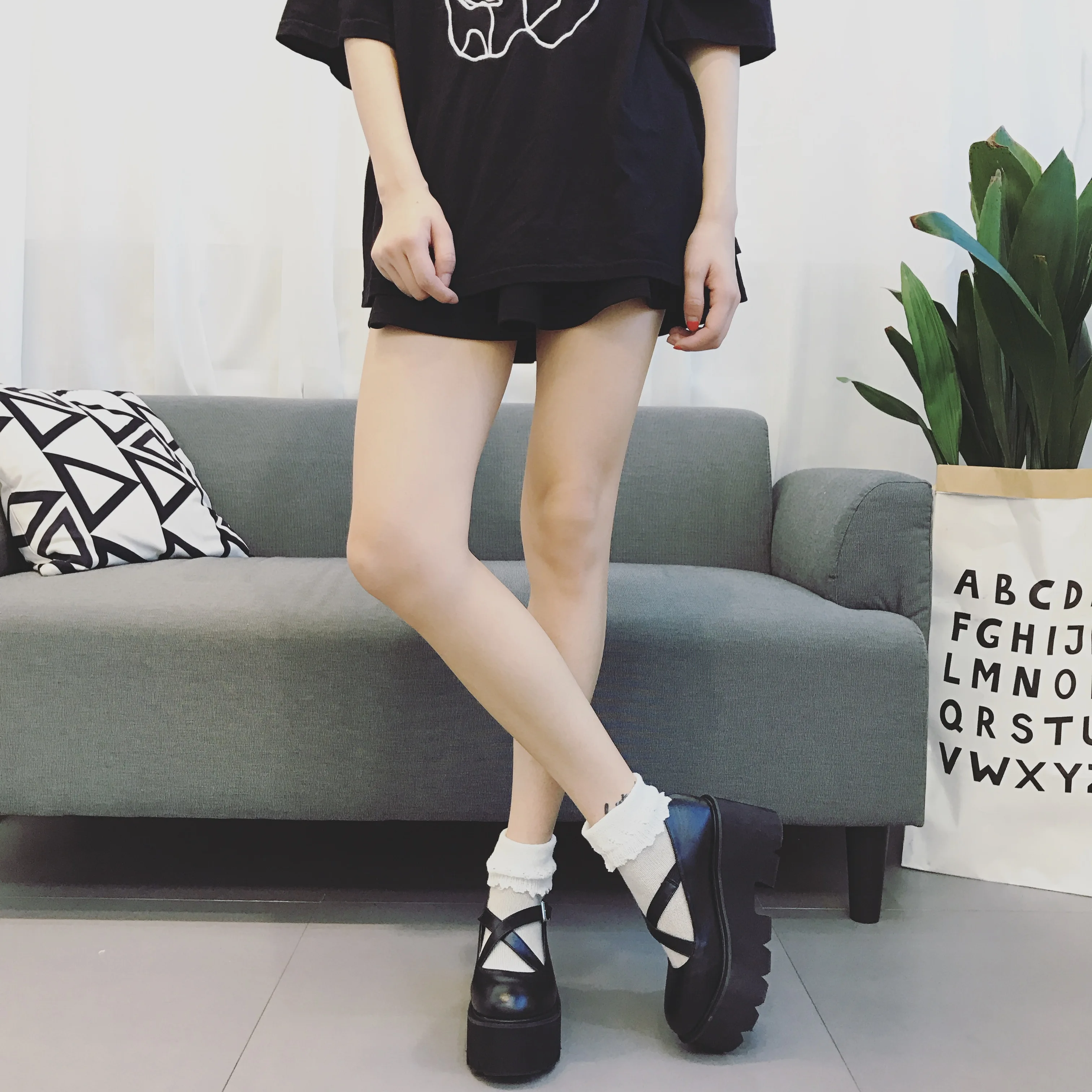 Демисезонные винтажные туфли на массивном каблуке в стиле &quotЛолита&quot женская