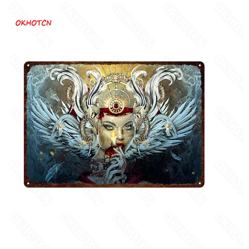 

Tin Painting Biochemical Mask Rust Frame Retro Restaurant Bar Rock Concert Hall Modern Style Home Decoration Painting