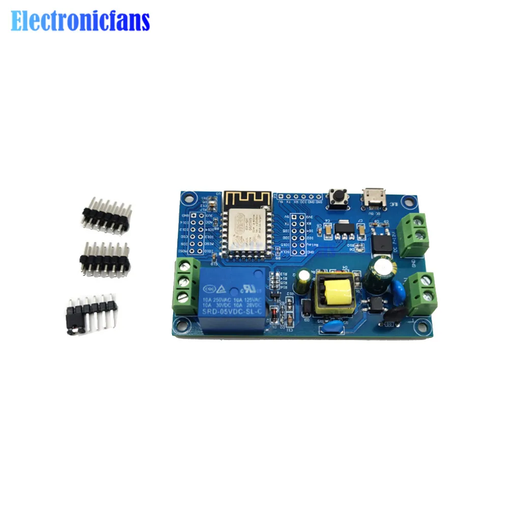 ESP8266 WiFi Single Channel Relay Module AC90-250V DC7-12V USB 5V ESP-12F Development Board AC/DC Power Supply for Arduino