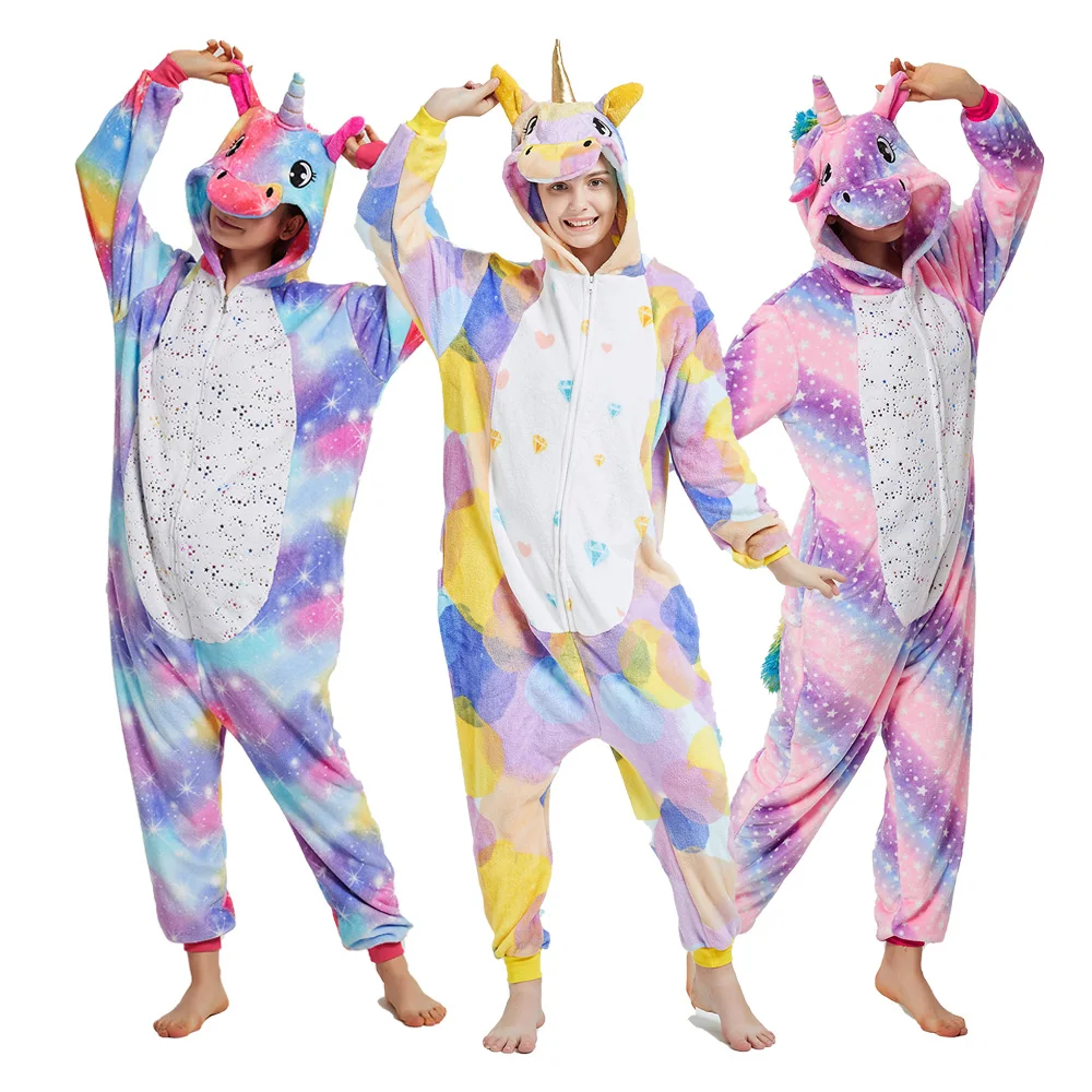 

Unicorn Onesies Zipper Soft Flannel Pajama Unisex Women Adult Sleepwear Funny Cute Animal Kigurumis Cartoon Overalls Jumpsuit