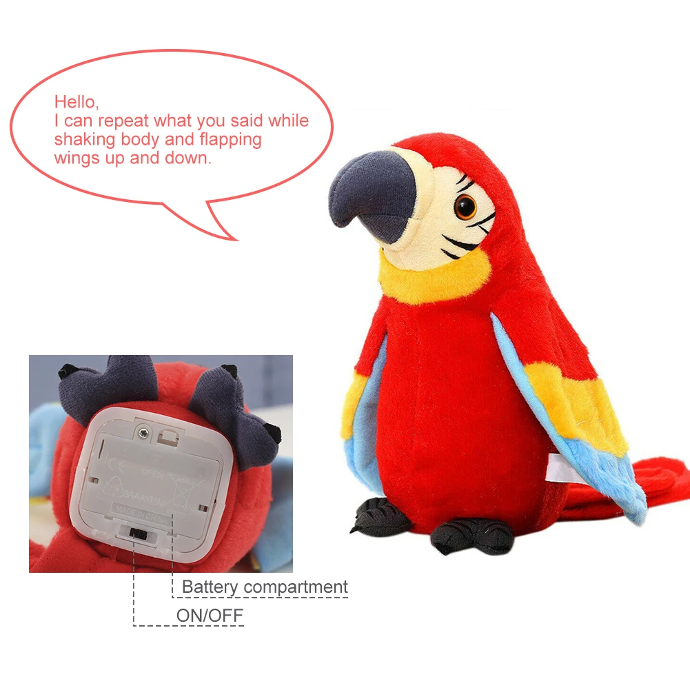 Милый Электрический говорящий попугай игрушка говорящая плюшевая птица