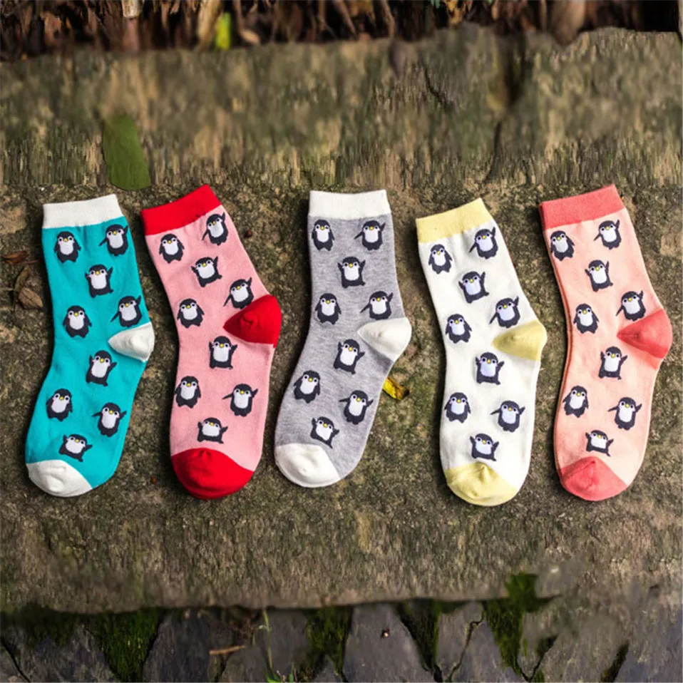 1 Pair Casual Cute Cartoon Penguin Animal Women Cotton Soft Socks Ankle Socks Lady Winter Autumn Warm Comfortable Sock