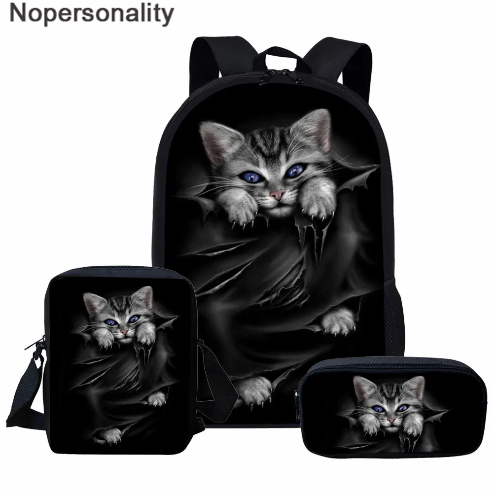 Nopersonality 3 шт./компл. Cat отражение с тигровым принтом, школьный рюкзак, набор для подростков-девочек и мальчиков, крутые Высокие Школьные Для детей сумка - Цвет: L5068CEK