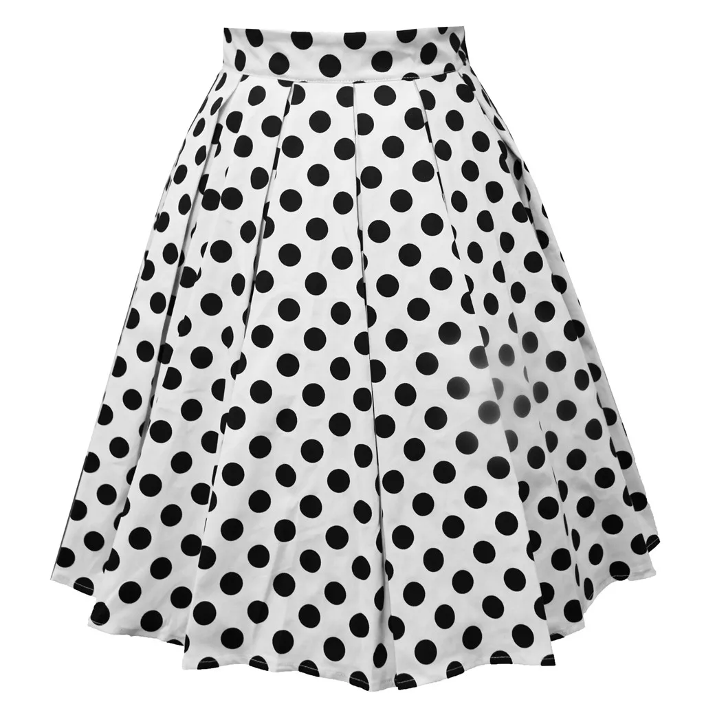 Женская плиссированная юбка в горошек винтажная средней длины с принтом 38 #