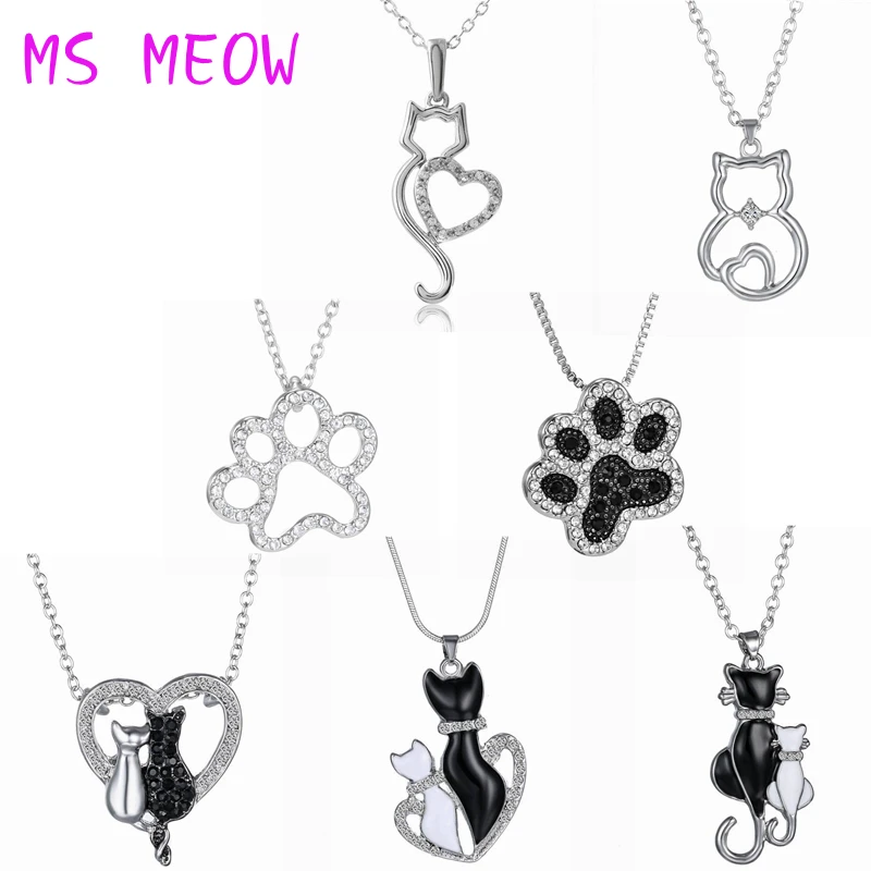 Ожерелье с кулоном MS MEOW Милая кошачья лапа модное ожерелье маленьким котом на