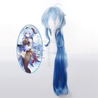 Парик для аниме-игры Genshin Impact Project, Gan Yu, длинные синие волосы с градиентом, косплей, ролевая игра, Хэллоуин, синтетические волосы 80 см