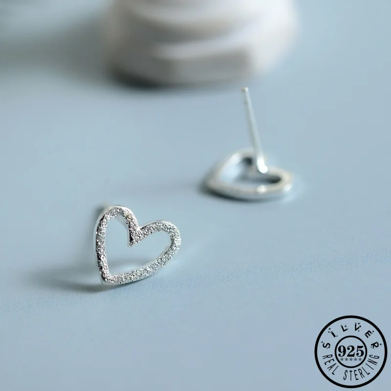 

Cute Hollow Heart Shaped 925 Sterling Silver Studs Earrings for Womens Ladies Christmas Gifts Earings Fine Jewelry