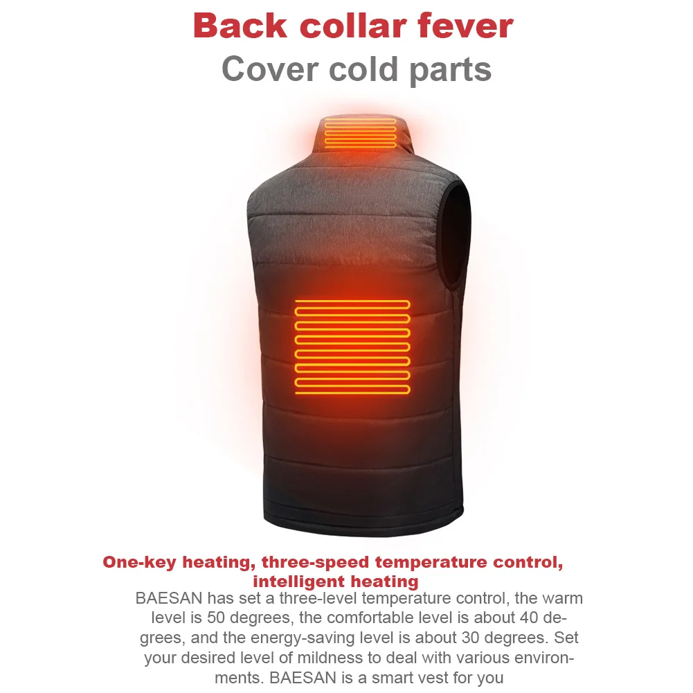

Men Thermal Outdoor Hiking Winter Adjustable Modes Camping Riding Heated Vest Usb Infrared Warm Climbing Sleeveless Electric