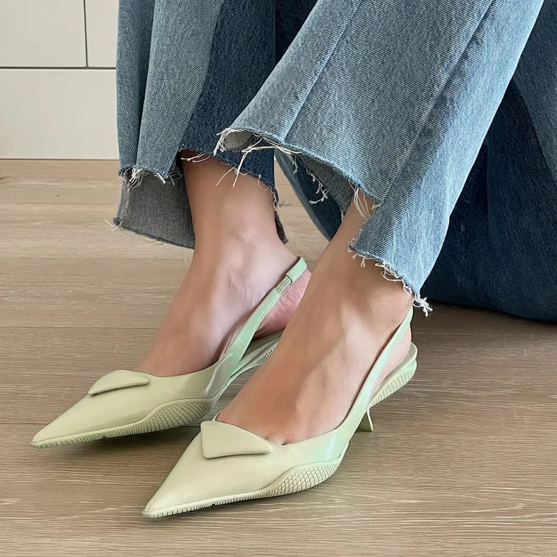 Мюли женские без задника элегантные туфли с острым носком застежки на тонком