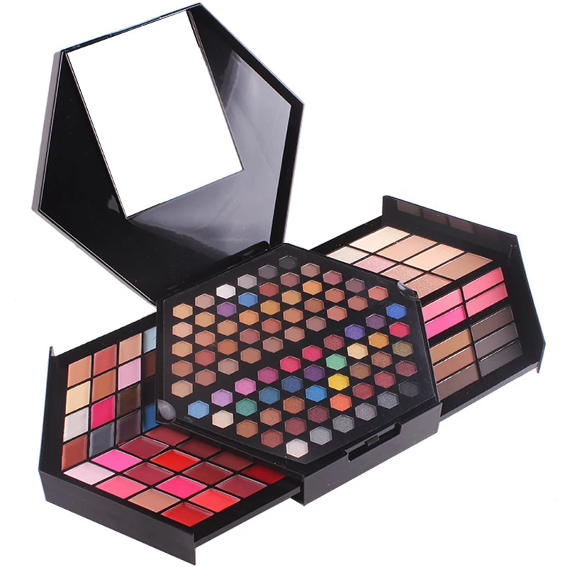 Miss Rose Six деформационная коробка для Косметической Пудры набор соты дизайн 130 цвета Высокая сияющая пудра румяна, помада тени для век Палитра