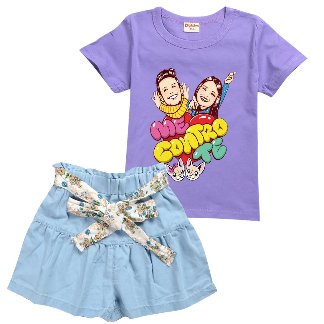 

Me Contro Te Girls Cotton Short Sleeve T-shirt Jeans Pantskirt Suit Baby Short Pants T Shirt Cartoon Children's Sets Kids Tops