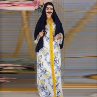 new muslim indian pakistani dress printed v neck fashion moroccan ethnic kimono arabian saudi islamic womens robe evening dress