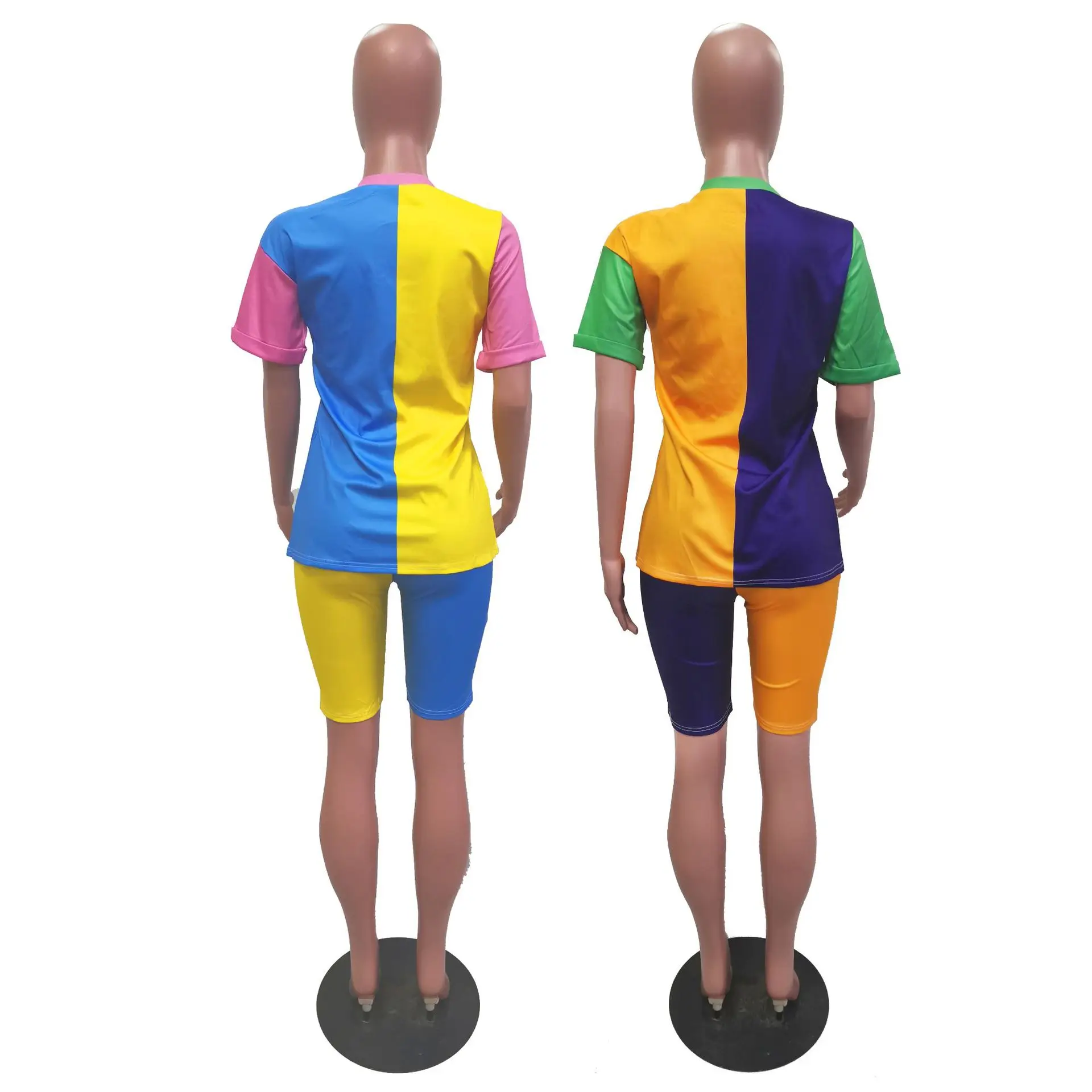 

2020 Summer Women's Suit European and American Mutil-color Hot Style Model Casual Fashion Two-piece Set