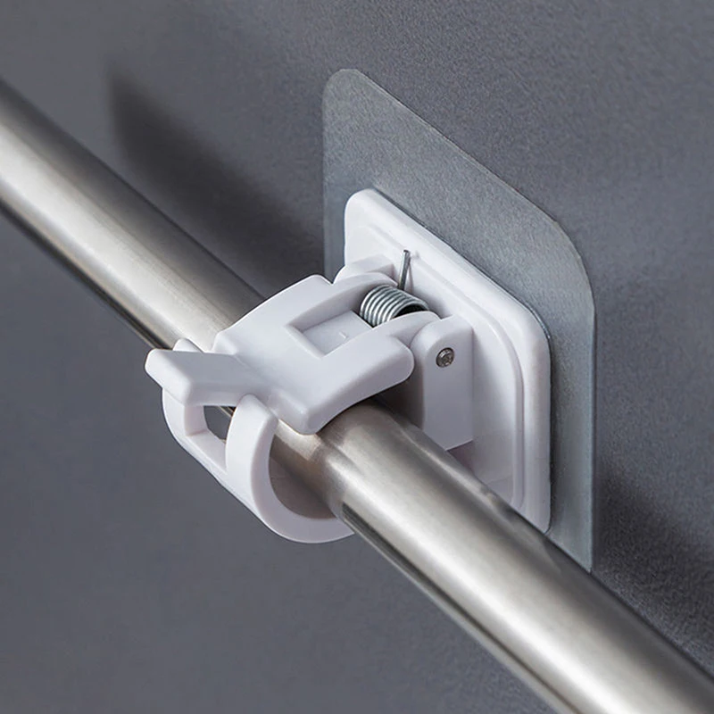 

Nail-Free Adjustable Curtain Rod Holder Clamp Hooks Rod Bracket Holders Adhesive Wall Curtain Fixed Clip Hanging Rack Hook